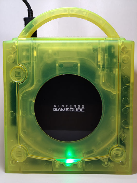 Nintendo GameCube Neon Yellow/Green with PICOBOOT + PLUTO-IIx HDMI + RECAPPED +128GB MicroSD #117