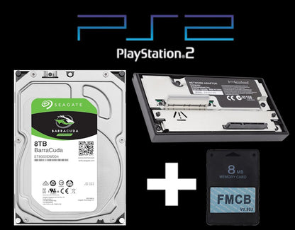 8TB +HDD Adapter + FMCB Memory card for PlayStation 2